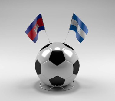 Kamboçya - Honduras Futbol Bayrakları, Beyaz Arkaplan - 3D Render