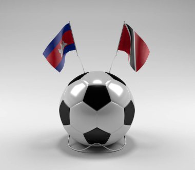 Kamboçya - Trinidad-ve-Tobago Futbol Bayrakları, Beyaz Arkaplan - 3D Render