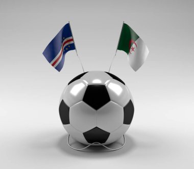 Cape-Verde - Cezayir Futbol Bayrakları, Beyaz Arkaplan - 3D Render