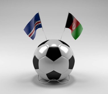 Cape-Verde - Afganistan Futbol Bayrakları, Beyaz Arkaplan - 3D Render