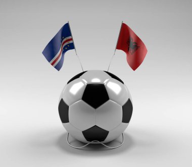 Cape-Verde - Arnavutluk Futbol Bayrakları, Beyaz Arkaplan - 3D Render