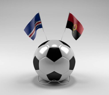 Cape-Verde - Angola Futbol Bayrakları, Beyaz Arkaplan - 3D Render