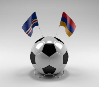 Cape-Verde - Ermenistan Futbol Bayrakları, Beyaz Arkaplan - 3D Render