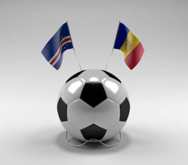 Cape-Verde - Andorra Futbol Bayrakları, Beyaz Arkaplan - 3D Render