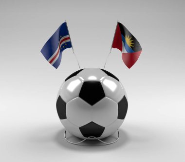 Cape-Verde - Antigua-and-Barbuda Futbol Bayrakları, Beyaz Arkaplan - 3D Render