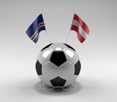 Cape-Verde - Avusturya Futbol Bayrakları, Beyaz Arkaplan - 3D Render