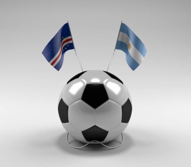 Cape-Verde - Arjantin Futbol Bayrakları, Beyaz Arkaplan - 3D Render