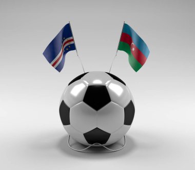 Cape-Verde - Azerbaycan Futbol Bayrakları, Beyaz Arkaplan - 3D Render
