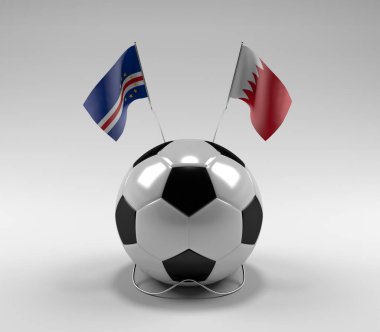 Cape-Verde - Bahreyn Futbol Bayrakları, Beyaz Arkaplan - 3D Render