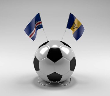 Cape-Verde - Barbados Futbol Bayrakları, Beyaz Arkaplan - 3D Render