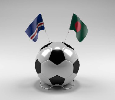 Cape-Verde - Bangladeş Futbol Bayrakları, Beyaz Arkaplan - 3D Render