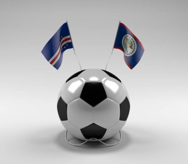 Cape-Verde - Belize Futbol Bayrakları, Beyaz Arkaplan - 3D Render