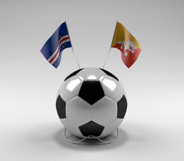 Cape-Verde - Butan Futbol Bayrakları, Beyaz Arkaplan - 3D Render