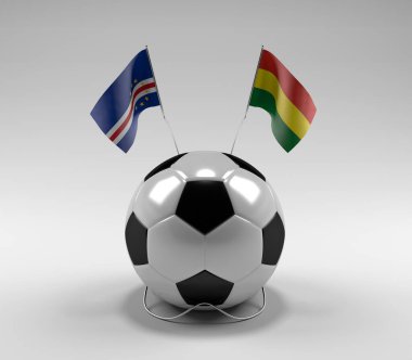 Cape-Verde - Bolivya Futbol Bayrakları, Beyaz Arkaplan - 3D Render