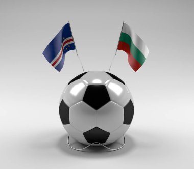 Cape-Verde - Bulgaristan Futbol Bayrakları, Beyaz Arkaplan - 3D Render