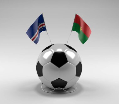 Cape-Verde - Burkina-Faso Futbol Bayrakları, Beyaz Arkaplan - 3D Render