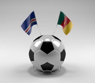 Cape-Verde - Kamerun Futbol Bayrakları, Beyaz Arkaplan - 3D Render