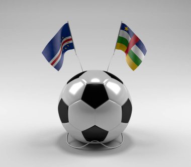 Cape-Verde - Orta Afrika Cumhuriyeti Futbol Bayrakları, Beyaz Arkaplan - 3D Render