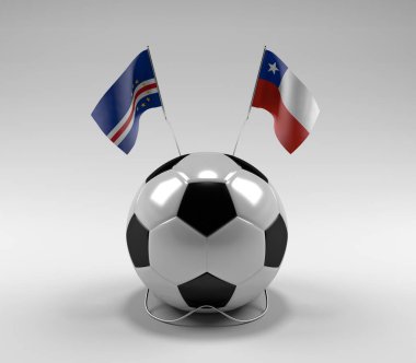 Cape-Verde - Şili Futbol Bayrakları, Beyaz Arkaplan - 3D Render