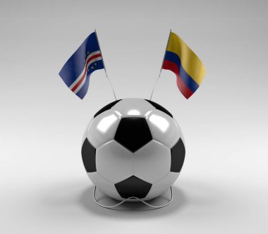 Cape-Verde - Kolombiya Futbol Bayrakları, Beyaz Arkaplan - 3D Render
