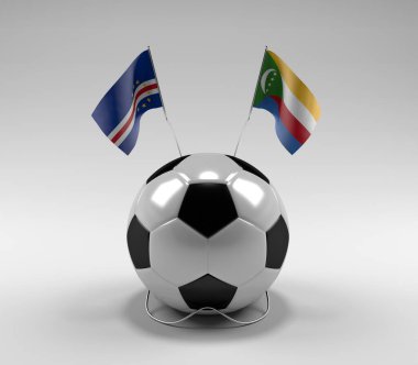 Cape-Verde - Komoros Futbol Bayrakları, Beyaz Arkaplan - 3D Render