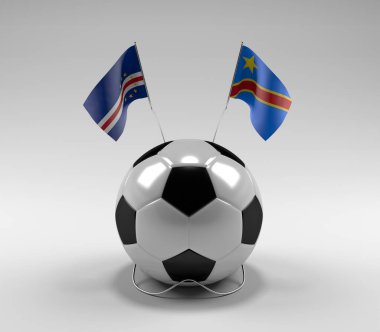 Cape-Verde - Kongo Demokratik Cumhuriyeti Futbol Bayrakları, Beyaz Arkaplan - 3D Render