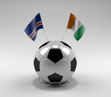 Cape-Verde - Cote-D-Fildişi Futbol Bayrakları, Beyaz Arkaplan - 3D Render