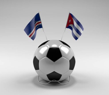 Cape-Verde - Küba Futbol Bayrakları, Beyaz Arkaplan - 3D Render
