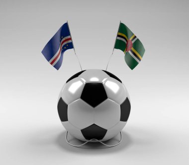Cape-Verde - Dominica Futbol Bayrakları, Beyaz Arkaplan - 3D Render