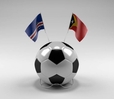 Cape-Verde - Doğu Timor Futbol Bayrakları, Beyaz Arkaplan - 3D Render