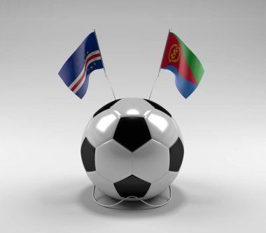 Cape-Verde - Eritre Futbol Bayrakları, Beyaz Arkaplan - 3D Render