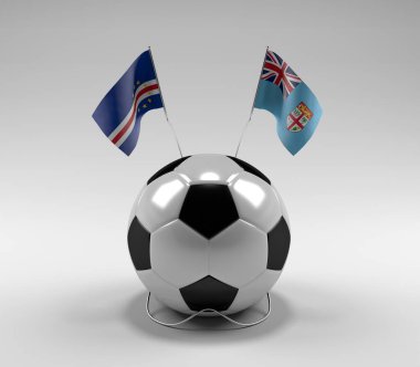 Cape-Verde - Fiji Futbol Bayrakları, Beyaz Arkaplan - 3D Render