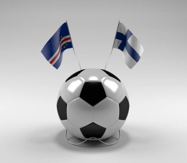 Cape-Verde - Finlandiya Futbol Bayrakları, Beyaz Arkaplan - 3D Render