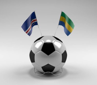 Cape-Verde - Gabon Futbol Bayrakları, Beyaz Arkaplan - 3D Render
