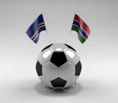 Cape-Verde - Gambiya Futbol Bayrakları, Beyaz Arkaplan - 3D Render
