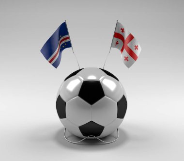 Cape-Verde - Georgia Futbol Bayrakları, Beyaz Arkaplan - 3D Render