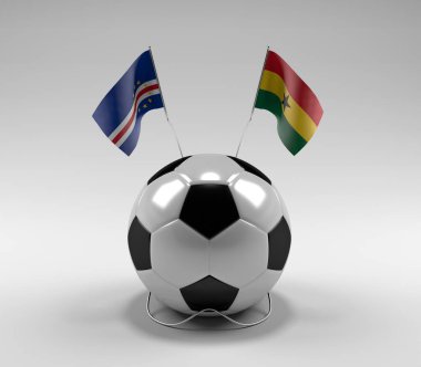 Cape-Verde - Gana Futbol Bayrakları, Beyaz Arkaplan - 3D Render