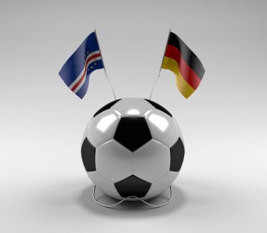 Cape-Verde - Almanya Futbol Bayrakları, Beyaz Arkaplan - 3D Render