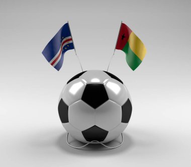 Cape-Verde - Gine-Bissau Futbol Bayrakları, Beyaz Arkaplan - 3D Render