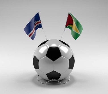 Cape-Verde - Guyana Futbol Bayrakları, Beyaz Arkaplan - 3D Render