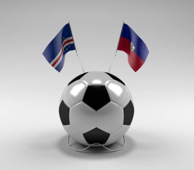 Cape-Verde - Haiti Futbol Bayrakları, Beyaz Arkaplan - 3D Render