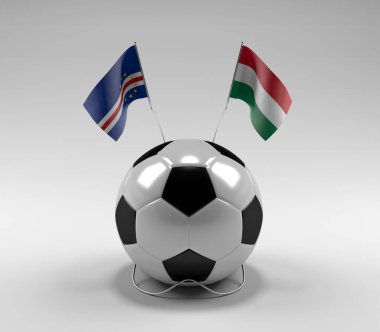 Cape-Verde - Macaristan Futbol Bayrakları, Beyaz Arkaplan - 3D Render