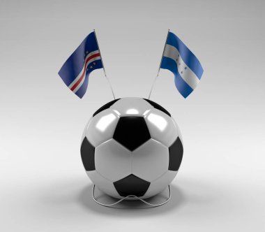 Cape-Verde - Honduras Futbol Bayrakları, Beyaz Arkaplan - 3D Render