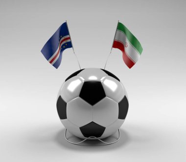 Cape-Verde - İran Futbol Bayrakları, Beyaz Arkaplan - 3D Render