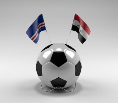 Cape-Verde - Irak Futbol Bayrakları, Beyaz Arkaplan - 3D Render