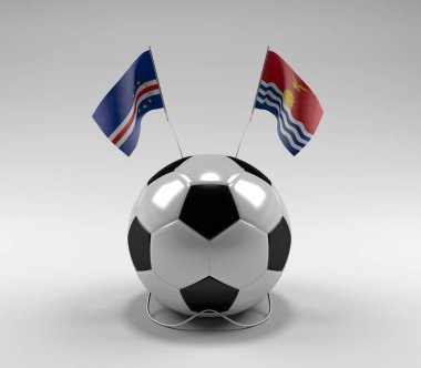 Cape-Verde - Kiribati Futbol Bayrakları, Beyaz Arkaplan - 3D Render