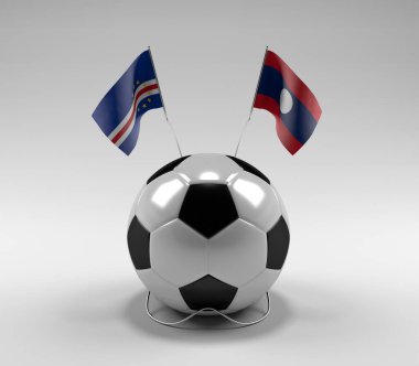 Cape-Verde - Laos Futbol Bayrakları, Beyaz Arkaplan - 3D Render