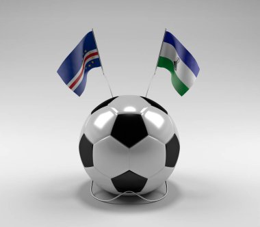 Cape-Verde - Lesotho Futbol Bayrakları, Beyaz Arkaplan - 3D Render