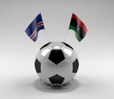 Cape-Verde - Libya Futbol Bayrakları, Beyaz Arkaplan - 3D Render