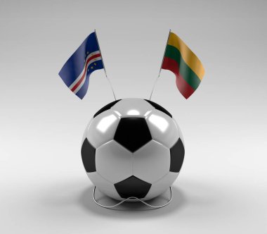 Cape-Verde - Litvanya Futbol Bayrakları, Beyaz Arkaplan - 3D Render